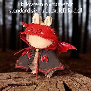 Red and Black Halloween Costume for Labubu Lafufu Dolls